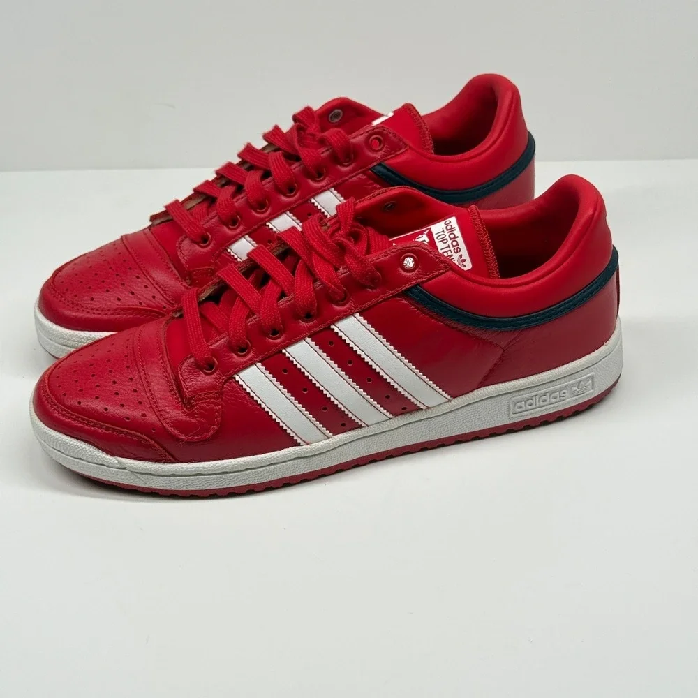Adidas Top Ten RB Low Sneaker Lace Up Red Leather Casual Comfort Size 10.5 - Picture 5 of 8